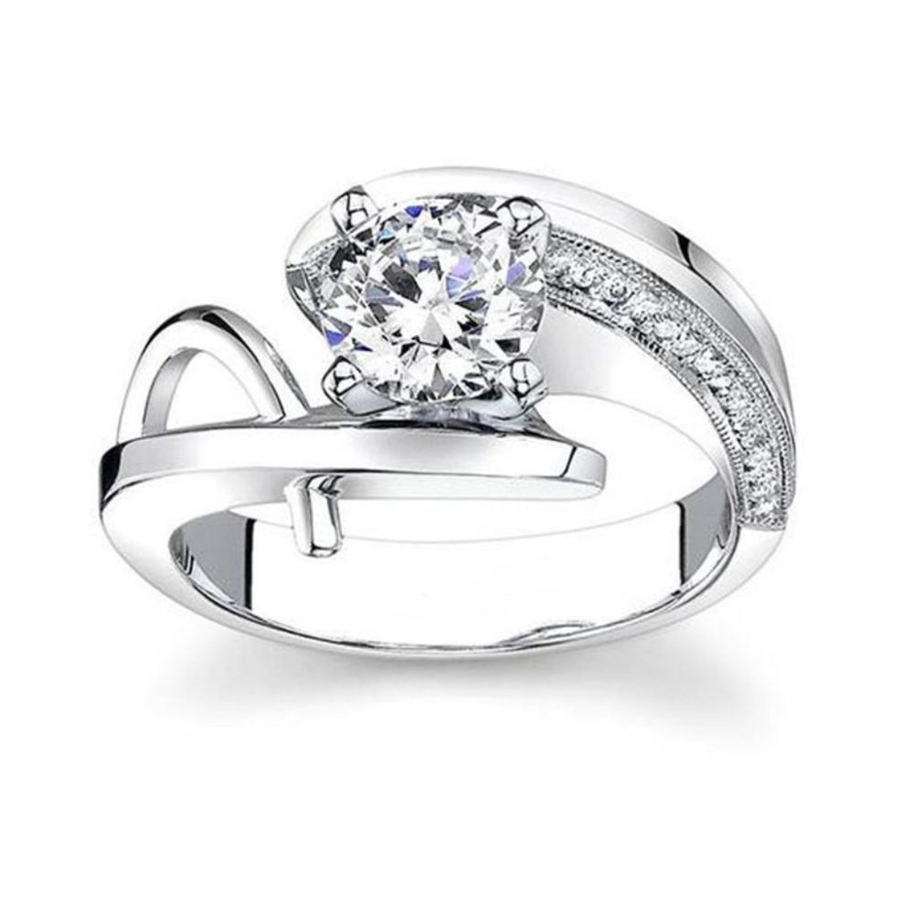 Create Irregular Pure Round Gemstone CZ Twisted Rings for Women, EVGG1557